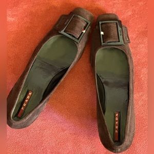 Vintage  Prada leather lace low heels